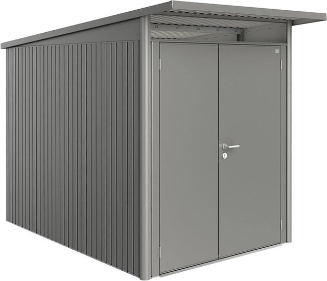 Biohort Gerätehaus AvantGarde aus Metall mit Doppeltür und Pultdach in Quarzgrau-metallic, B/T/H: 174 x 254 x 218 cm - Bild 1