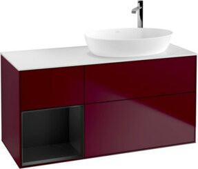 V&B Waschtischunterschrank Finion mit Wandbeleuchtung in Weiß und Blau, B/T/H: 120 x 50,1 x 50,1 cm - Bild 1