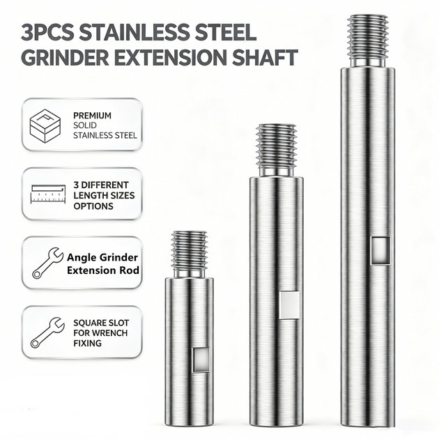 Toorise 3/9-teiliges M14 Winkelschleifer-Verlängerungsstangen-Set aus Aluminiumlegierung in Silber, Längen: 75 mm, 100 mm, 140 mm - Bild 1
