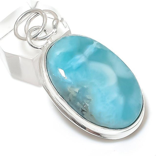 Copperjewels Anhänger, 925 Silber, Larimar, Weiß, Damen - Bild 1