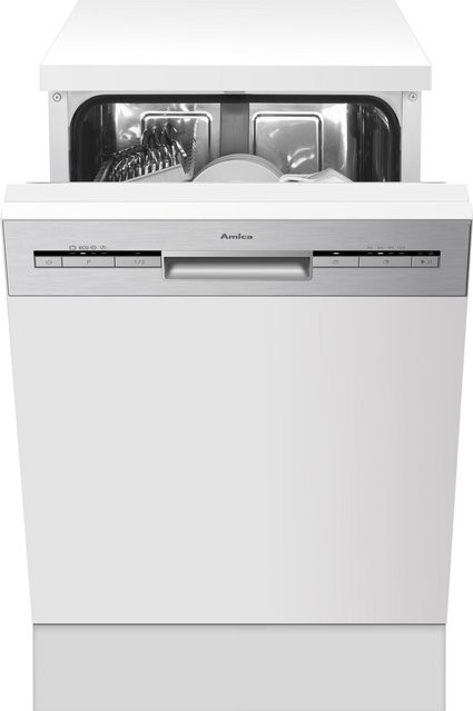 Amica EGSP 569 900 E Einbau-Geschirrspüler teilintegriert in Edelstahl mit Aquastop und Half Load Funktion, Breite: 45 cm - Bild 1