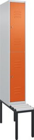 C+P Doppelstock-Spind Classic PLUS Sitzbank mit 1 Abteil und Zylinderschloss, B/T/H: 212,0 x 30,0 x 81,5 cm - Bild 1