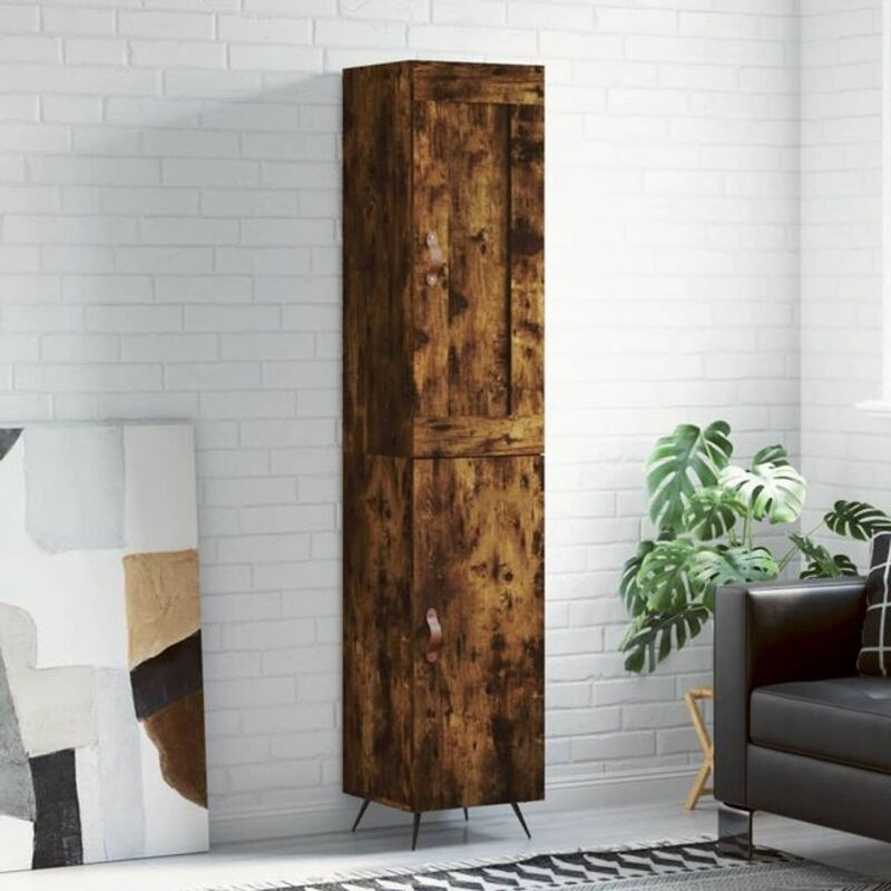 Vidaxl Highboard Räuchereiche Braun Industrial Design aus Holzwerkstoff und Metall B/T/H: 34,5 x 34 x 180 cm - Bild 1