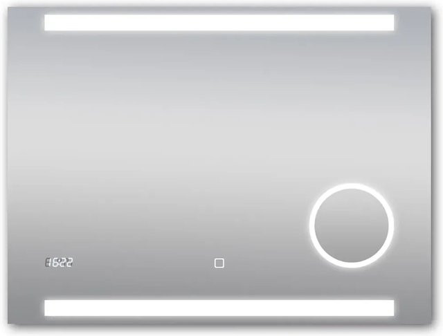 TALOS LED-Dekospiegel rechteckig in Silber mit Aluminiumrahmen, B: 80 cm, H: 60 cm - Bild 1