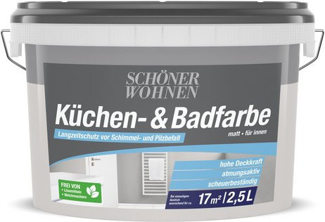 Schöner Wohnen Feuchtraumfarbe Perlgrau Matt Beige, 2,5 l - Bild 1