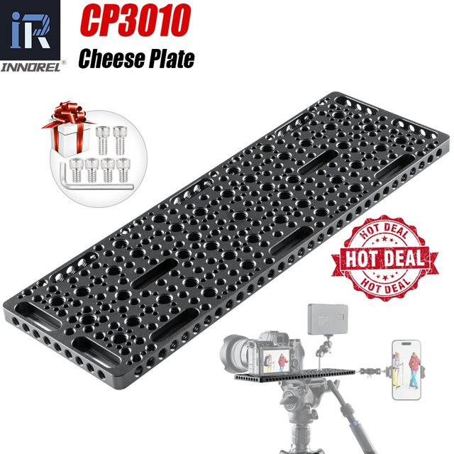 INNOREL CP3010 Multifunktionale Montageplatte für Kamerastative in Schwarz, B/H: 10 x 30 cm, mit 1/4" und 3/8" Gewinde - Bild 1