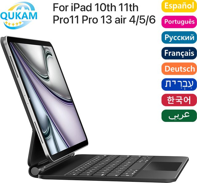QUKAM Magic Bluetooth Wireless-Tastatur mit Hintergrundbeleuchtung für iPad Air 4 5 und iPad Pro 11 12,9 13 Zoll sowie iPad 10,9 Zoll Hülle - Bild 1