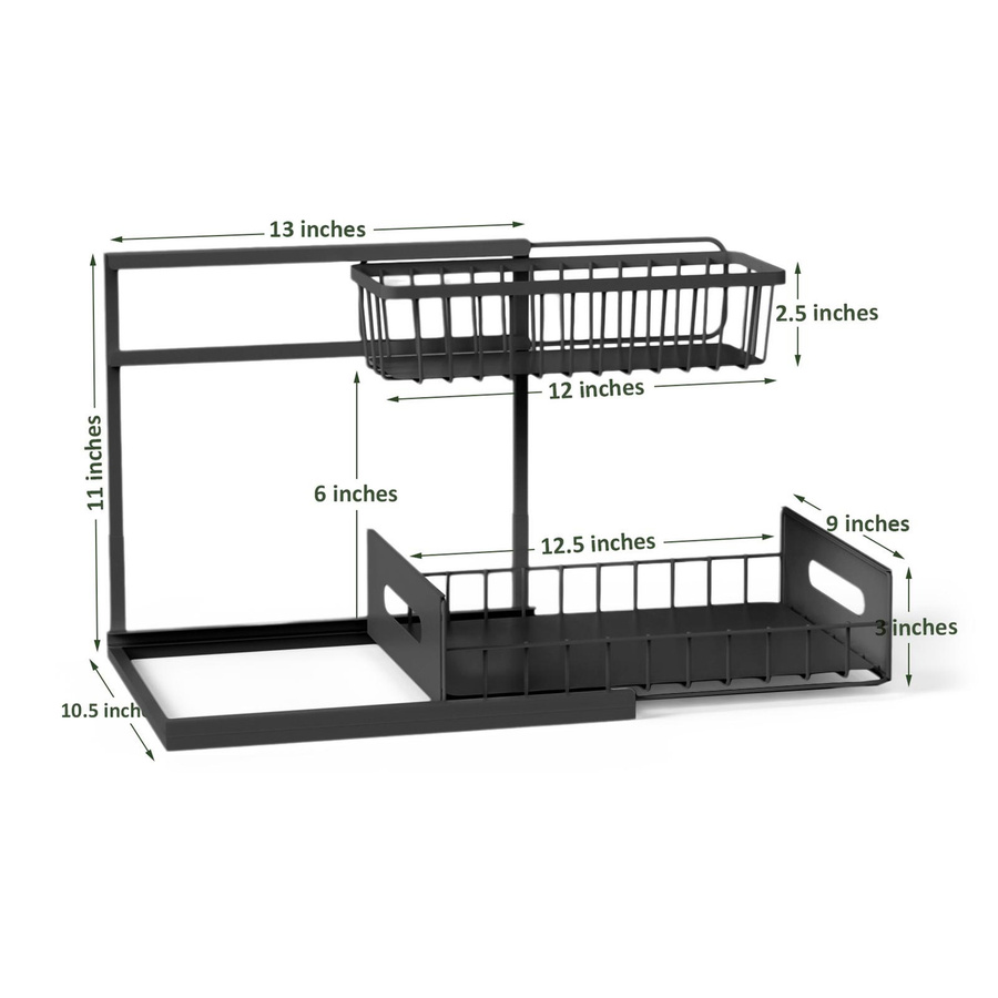 Aoresac Unterschrank-Organizer 2er-Pack ausziehbare Schrank-Aufbewahrung und Spülbeckenregal - Bild 3