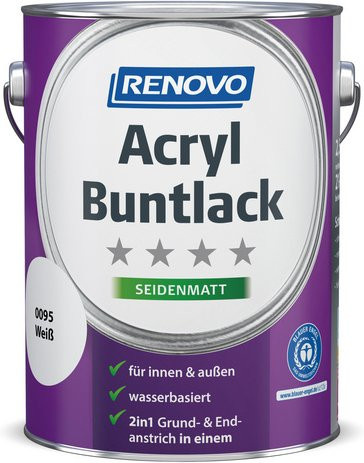 RENOVO Acryl-Buntlack für Holz, Weiß, seidenmatt, 2,5 l - Bild 1