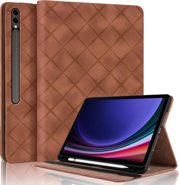 Business Flip Stand Tablet Cover für Samsung S9 FE Plus S6 A9 A8 X205 X200 X207 Leder Schutzhülle in Grün und Braun - Bild 1
