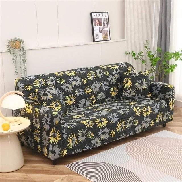 Elastischer Sofabezug mit Blumendruck von Yiran bag, schmutzabweisender Spandex-Möbelschutz für 1 Sitzplatz, Breite: 90-140 cm, Mehrfarbig - Bild 1