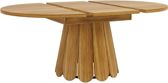 okwish Esstisch ausziehbar oval in Braun mit Holzmaserung für 6 Personen B/T/H: 118 x 118 x 76,8 cm - Bild 1