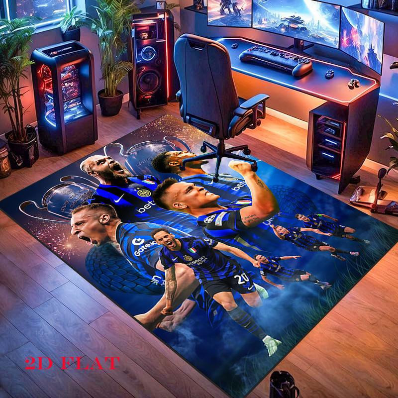 Inter Mailand Team Teppich für Wohnzimmer und Schlafzimmer, rutschfeste Bodenmatte aus Polyester, B/T: 60 x 40 cm - Bild 2