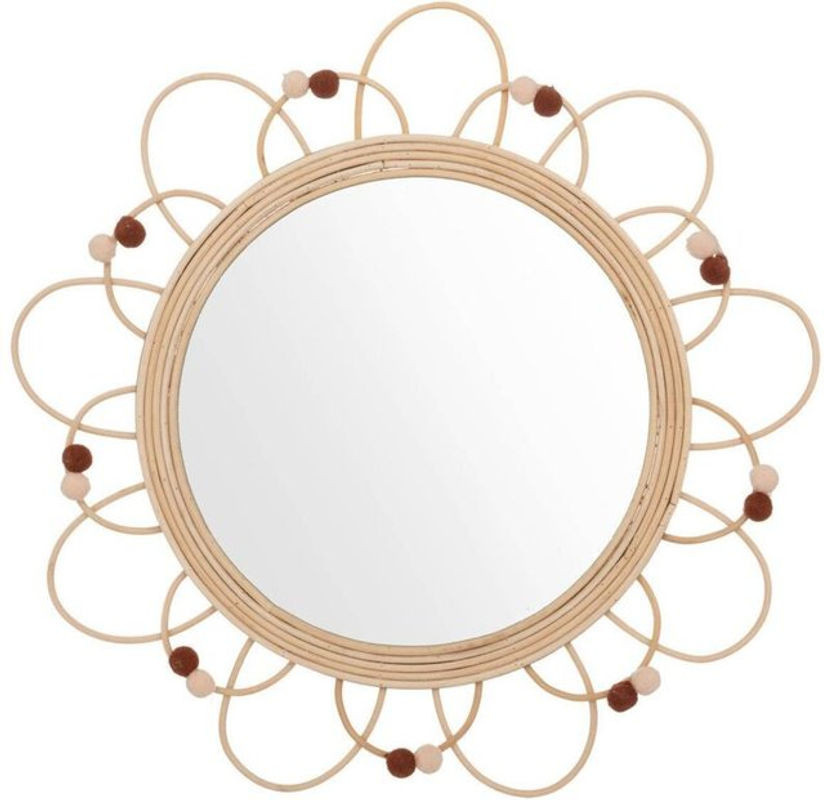 Atmosphera Kinderspiegel Campagne aus Rattan und Glas, rund, beige/braun, Durchmesser: 38 cm - Bild 1