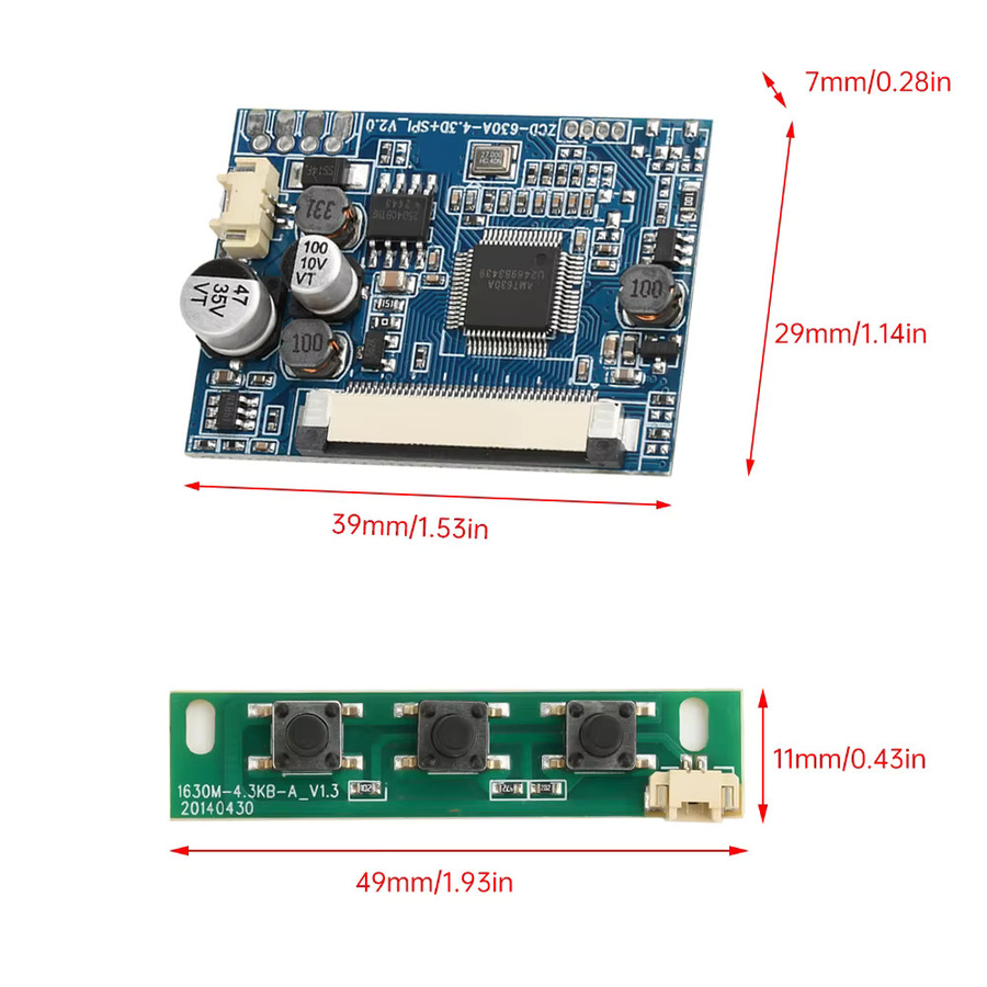 Gaqqee LCD-Display-Treiberplatine für 4,3 Zoll und 5 Zoll Displays mit 480x272 oder 800x480 Auflösung in Blau für Automotive Audio-Visual und digitale Bilderrahmen - Bild 3