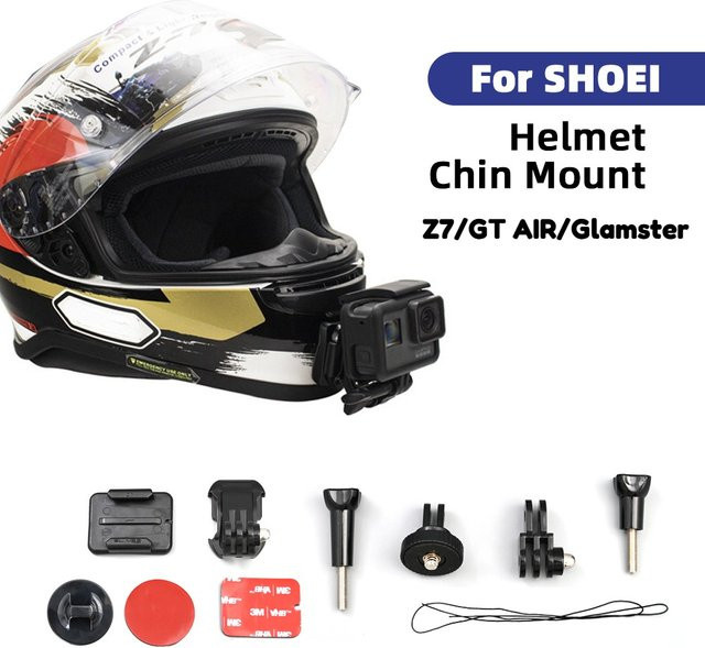Aluminium Helm-Kinnhalterung für SHOEI Z7 Z8 X14 GLAMSTER GT Air1 als maßgeschneiderte Kamerahalterung für GoPro in Schwarz - Bild 1