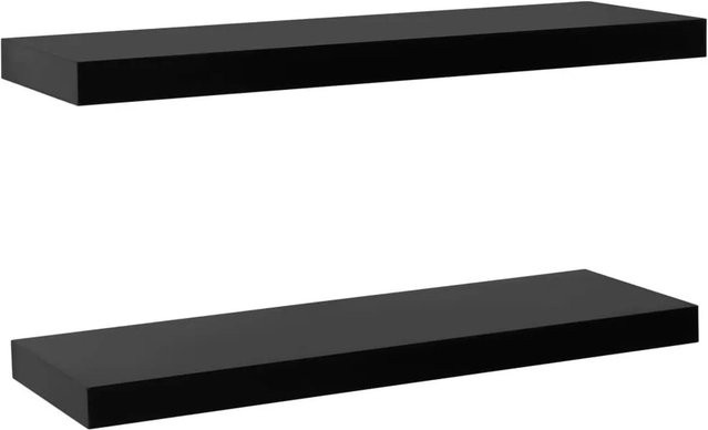 vidaXL Schweberegale 2er Set Schwarz B/T/H: 80 x 20 x 3,8 cm - Bild 1