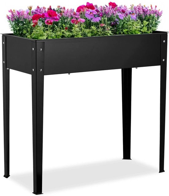 Relaxdays Hochbeet aus Stahl in Schwarz, pulverbeschichtet, B/T/H: 85 x 80 x 40 cm - Bild 1