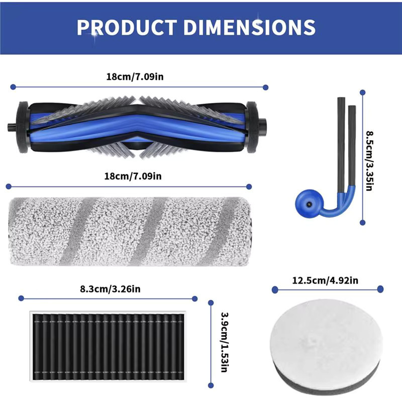 EMECE Zubehörset für Ecovacs Deebot X11 Omnicyclone mit Hauptseitenbürste, Rollenmopp, Schwammfilter, HEPA-Filter und 22 Teilen in Multicolour - Bild 2