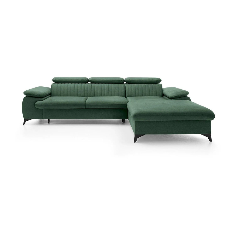 Vente-unique Schlafsofa Samara in Grün mit Samtbezug und L-Form - Bild 2