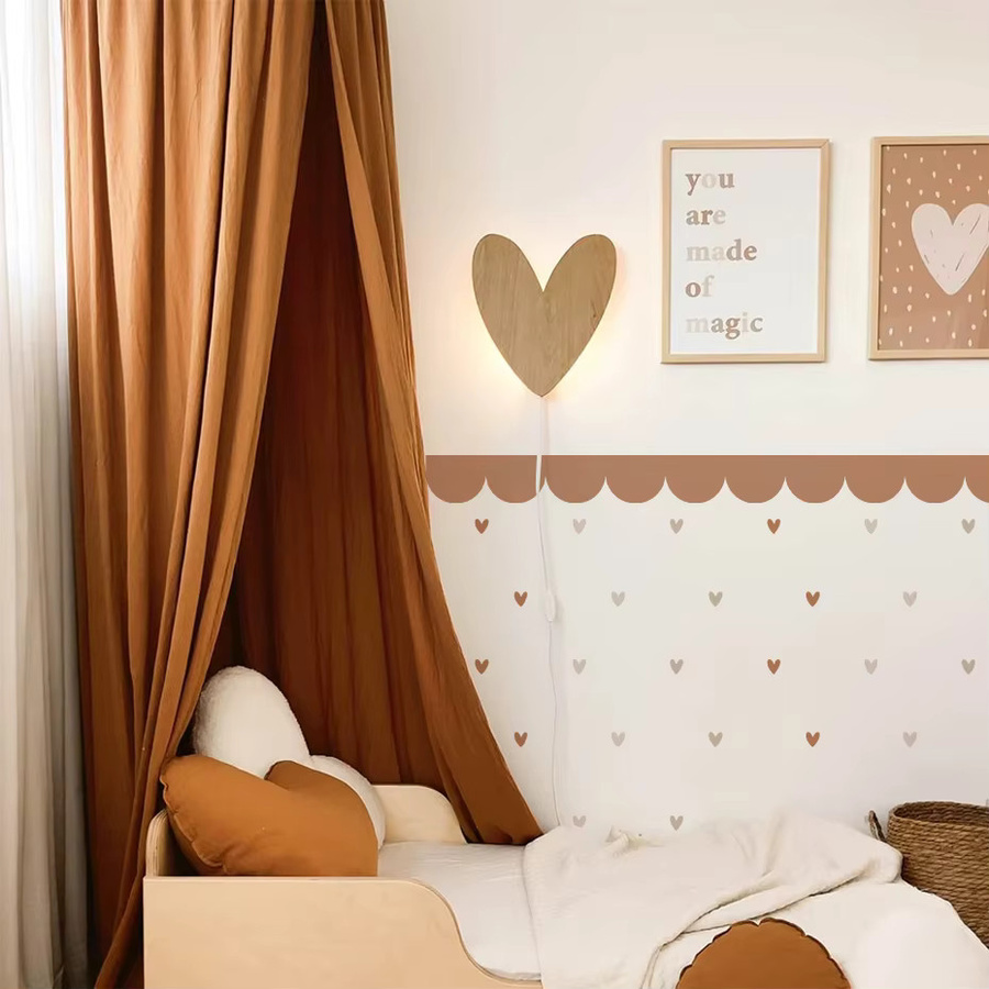 Kingsmile Boho Wandaufkleber mit Herz und gewelltem Rand für Kinderzimmer und Wohnzimmer - Bild 1