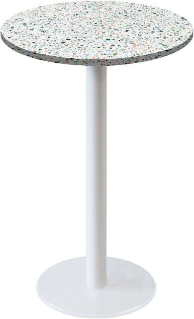 RestooTab Stehtisch Rome weiß rund mit Terrazzo-Design in Mehrfarbig, Höhe: 113 cm, Durchmesser: 60 cm - Bild 1