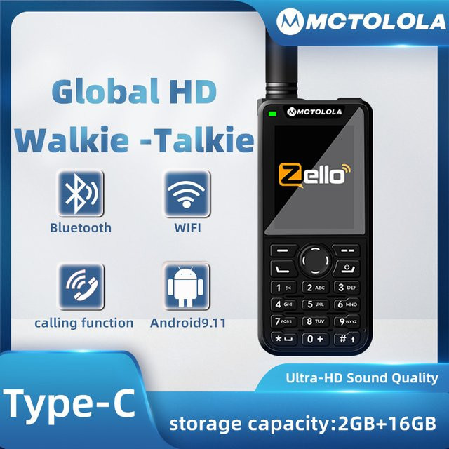 Motorola 4G POC Walkie-Talkie mit Android 9.0, 2,4-Zoll-Bildschirm, Zello Telefonfunktion, Wi-Fi und 2+16GB, Schwarz - Bild 1
