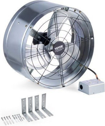 VEVOR Abluftventilator für Dachboden und Giebel mit einstellbarem Thermostat und Außengitter, Farbe: Silber, Breite: 38 cm - Bild 1