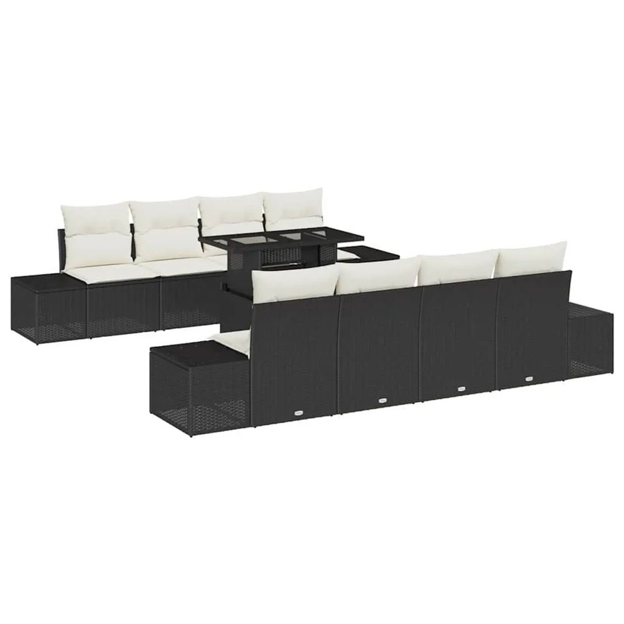 vidaXL Gartensofa-Set mit Kissen und integriertem Stauraum in Schwarz und Beige - Bild 2