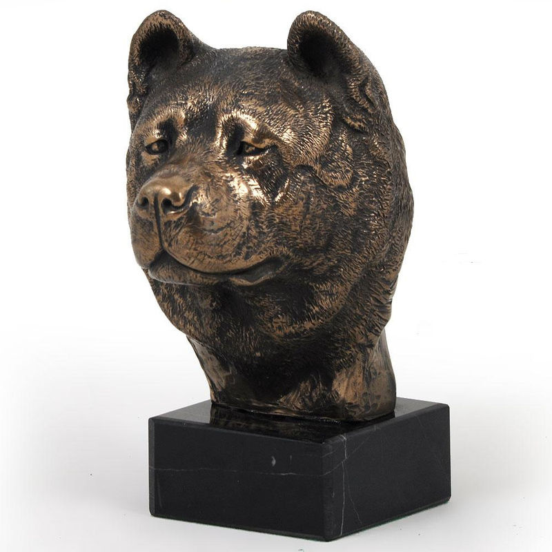 Art-Dog Akita Inu Hundestatue als Büste auf Steinsockel in Braun - Bild 6