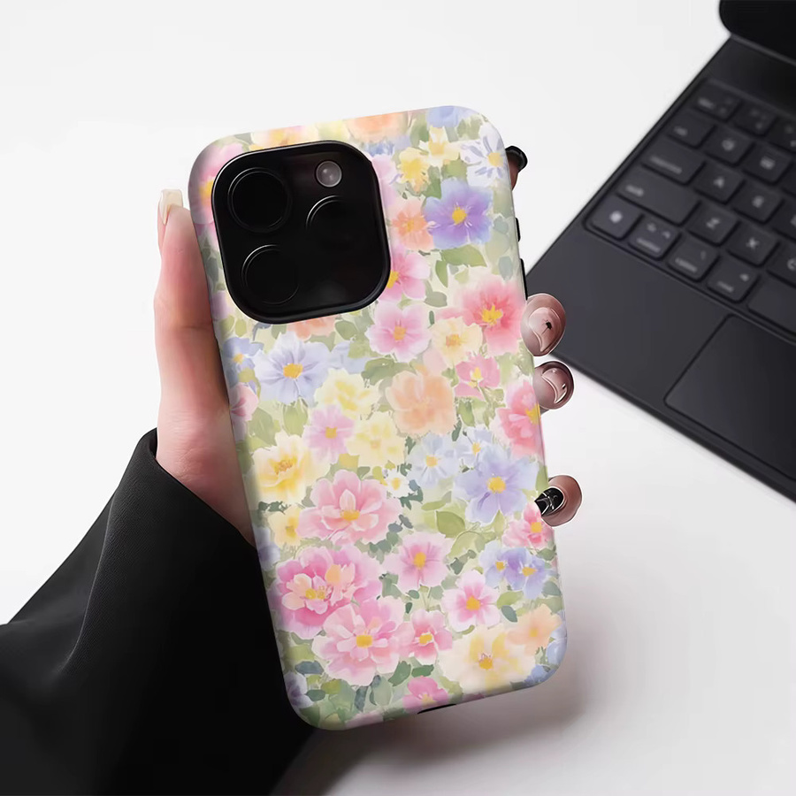 Potdemiel Robuste Handyhülle mit Aquarell-Blüten Design für iPhone 17 16 15 14 13 Pro Max Plus, Magnetisch, Multicolour - Bild 3