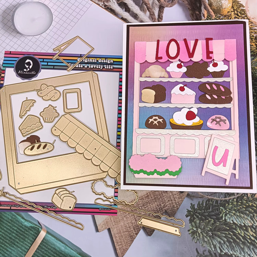 Alinacutle Dessert Shop Metall-Stanzform in Gold für DIY-Grußkarten, Scrapbooking und Handwerk - Bild 2