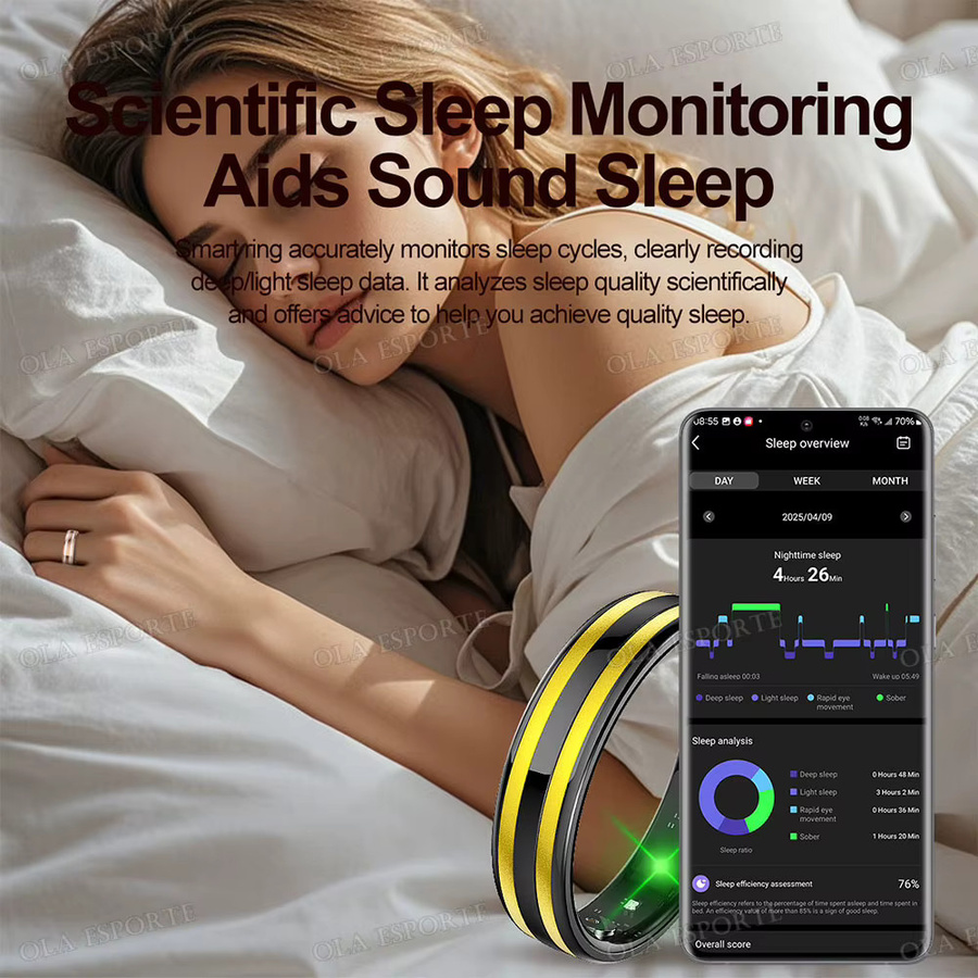 Ola Esporte Smart Ring mit Gestensteuerung und Gesundheitsmonitor in Schwarz zur Messung von Herzfrequenz, Blutsauerstoff und HRV, wasserfest - Bild 4