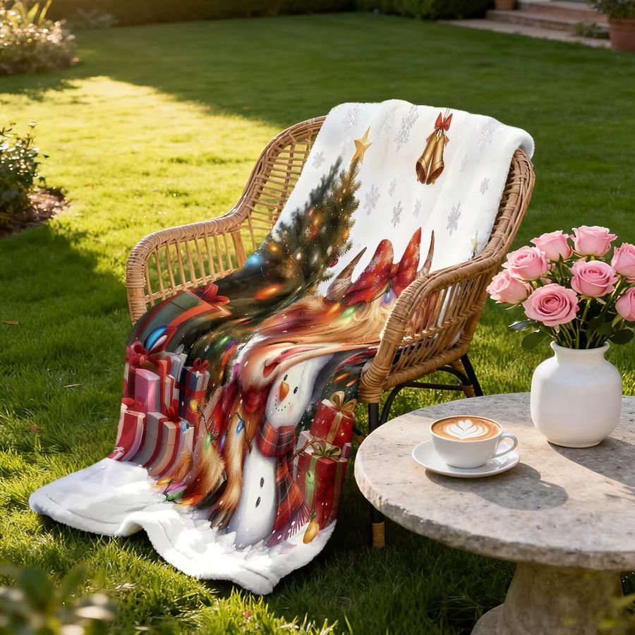NapLeisure Flanelldecke mit Merry Christmas Highland Cow Aufdruck, maschinenwaschbar - Bild 6