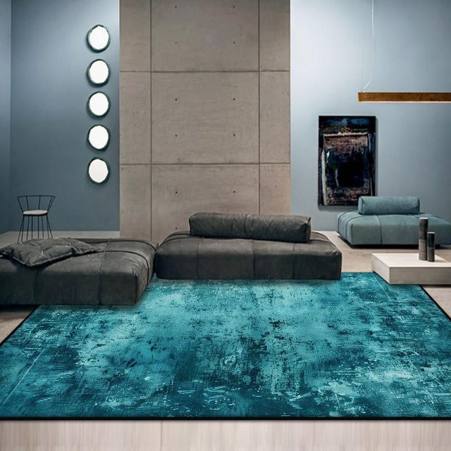 Karpetti Abstrakter Teppich Dunkelblau Modern Rutschfest und Waschbar B/T: 200 x 230 cm - Bild 1