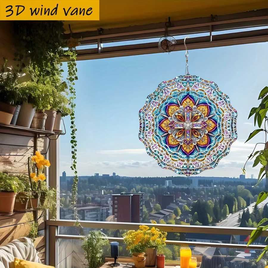 CIFBUY 3D Mandala Wanddekoration mit 360 Grad Drehhaken, geometrisches Design, Multicolour, Durchmesser: 25,4 cm - Bild 3