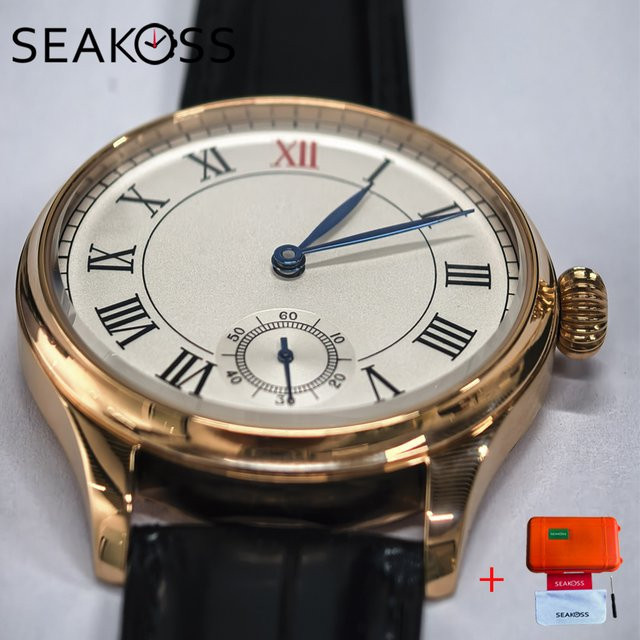 SEAKOSS Armbanduhr, mechanisch, Handaufzug, 44 mm, Leder, Herren - Bild 1