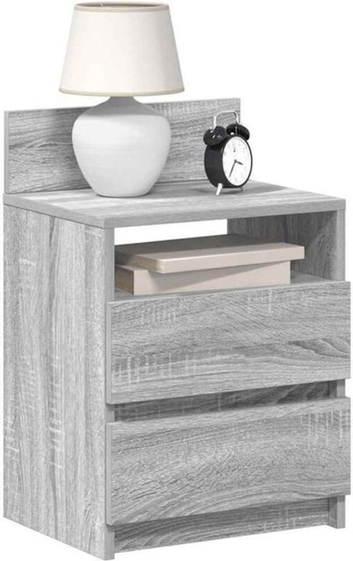 Vidaxl Set aus 2 Nachttischen mit 2 Schubladen in Grau Sonoma, Modern, B/T/H: 40 x 33 x 60 cm - Bild 1