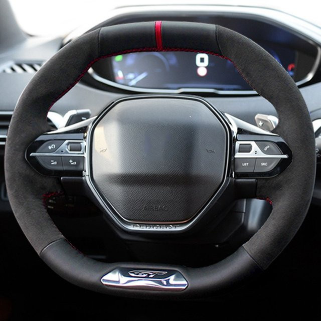 WUNHKF Lenkradabdeckung aus Wildleder in Schwarz für Peugeot E-208, 508, 208, 3008, 4008 und 5008 - Bild 1