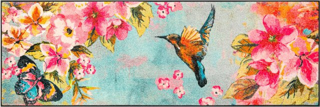 wash+dry by Kleen-Tex Fußmatte mit Blumen und Kolibri Motiv in Multicolour, rutschhemmend und UV-beständig - Bild 1