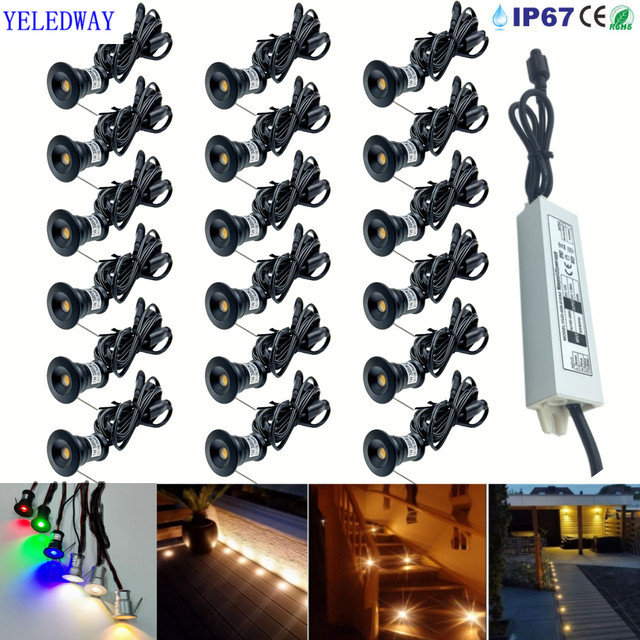 YELEDWAY LED Treppenbeleuchtung IP67 für Außenbereich, runde Bodenleuchte aus Aluminium in Warmweiß für Garten und Terrasse - Bild 1
