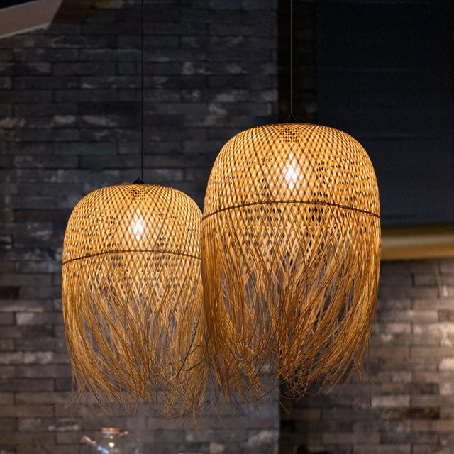 Ynhaw Bambus Kronleuchter Handgewebte Designer Lampe im Südostasiatischen Stil für Teezimmer, Restaurant und Hotel - Bild 1