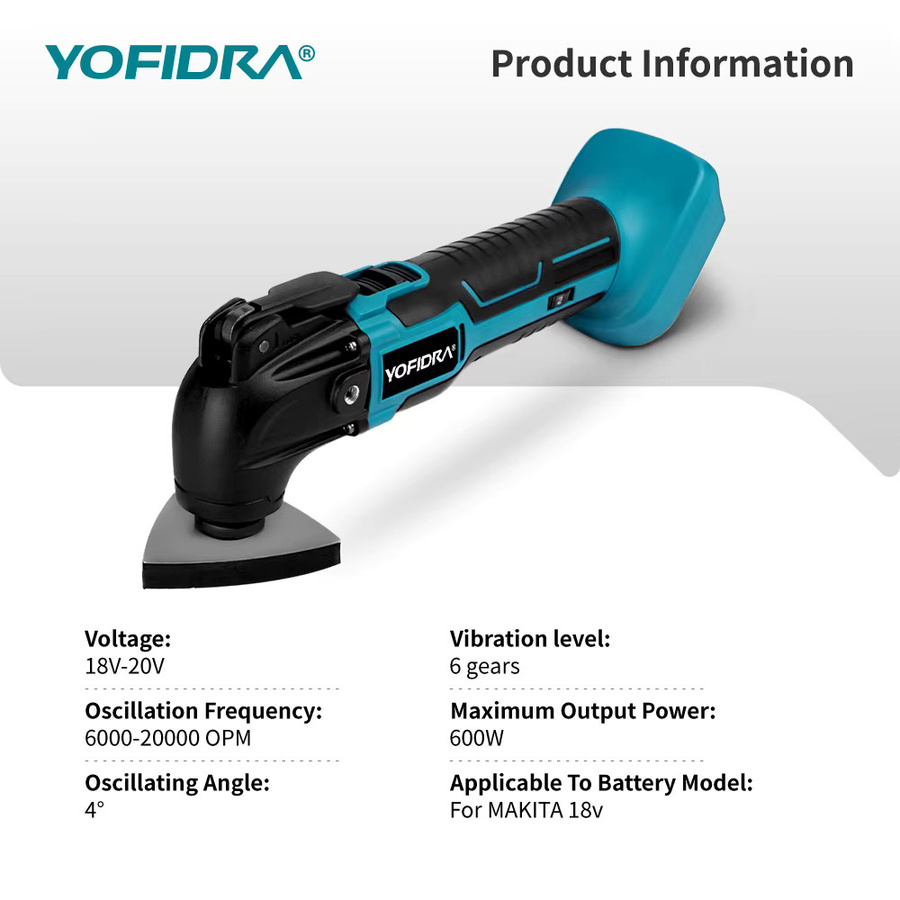 YOFIDRA 600 W kabelloses Multitool Elektro-Oszillier-Säge mit einstellbarem 4 Grad Winkel für Makita LXT Akkus - Bild 6
