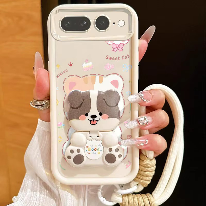 Lucky Cat Sky Eye Silikon Handyhülle mit Lanyard für Google Pixel 9 Pro XL, 9 Pro, 8 Pro, 7 Pro, 8, 8A, 7, 7A in Weiß - Bild 4