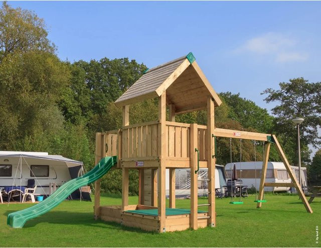 Hy-Land Spielgerät P3S aus Kiefer mit Rutsche und Doppelschaukelanbau - Bild 1