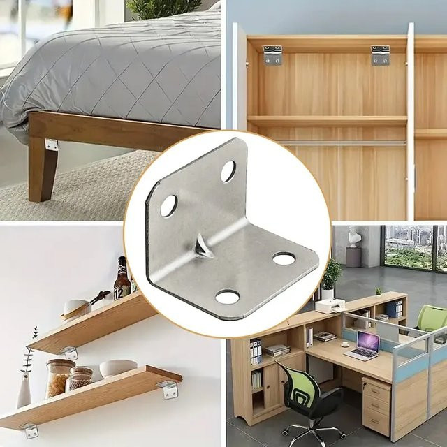 90-Grad-Winkel-Eisenplattenhalterung für Tisch, Stuhl und Schrank in Silber - Bild 1