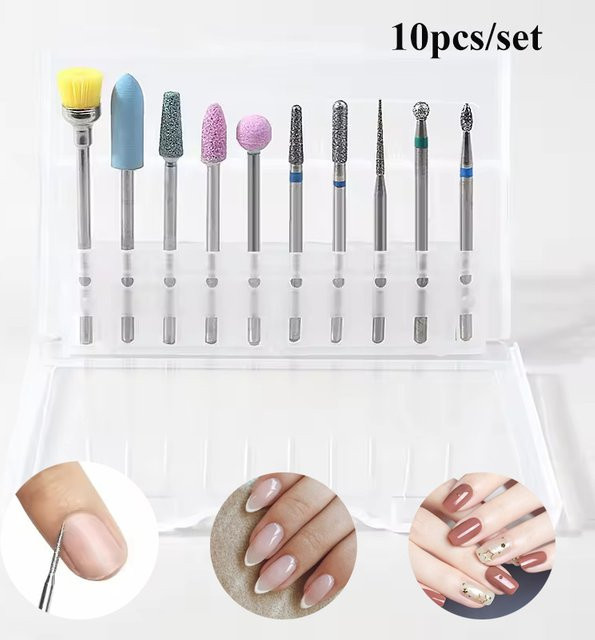 TFSCLOIN Diamant Nagelbohrer Set, 10 Teile, für Maniküre - Bild 1