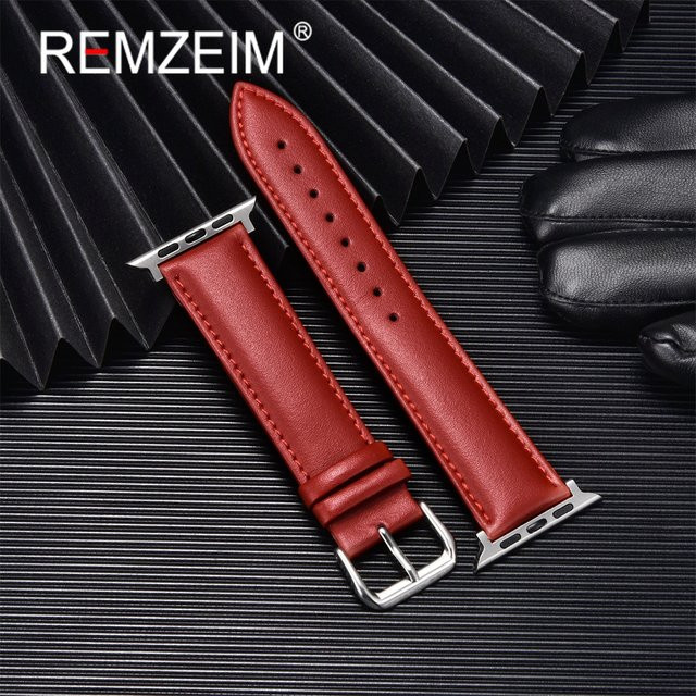 REMZEIM Uhrenarmband PU-Leder, Damen, Rot-Rosa, 38–49 mm - Bild 1