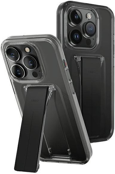 UNIQ Heldro Mount Handyhülle für iPhone 15 Pro Max mit Ständer in Grau - Bild 1