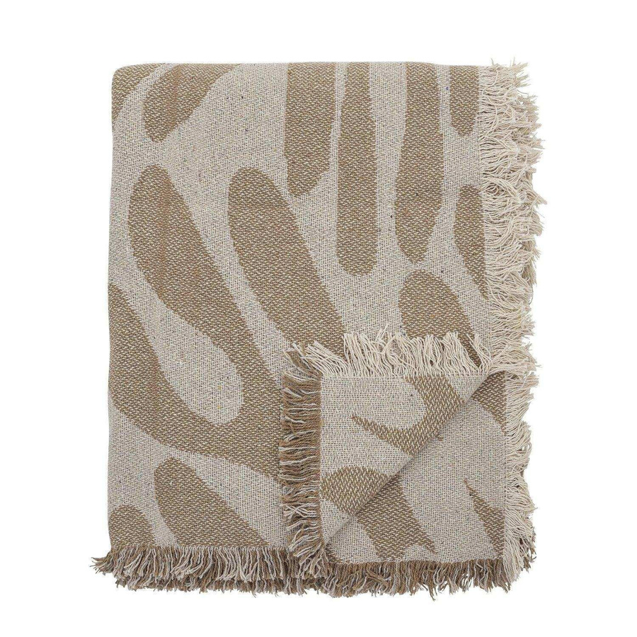 Bloomingville Plaid Alk aus recycelter Baumwolle, Braun/Beige, B: 160 cm, T: 130 cm - Bild 1